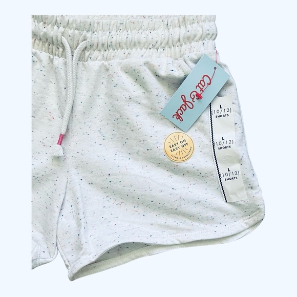 Cat & Jack casual white speckled confetti Girls shorts L (10-12) elastic waist - Picture 2 of 12